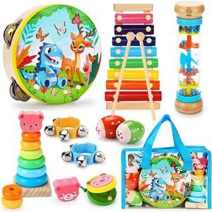 Kids Musical Instruments for Toddlers 1-3, Baby Wooden Percussion Instruments